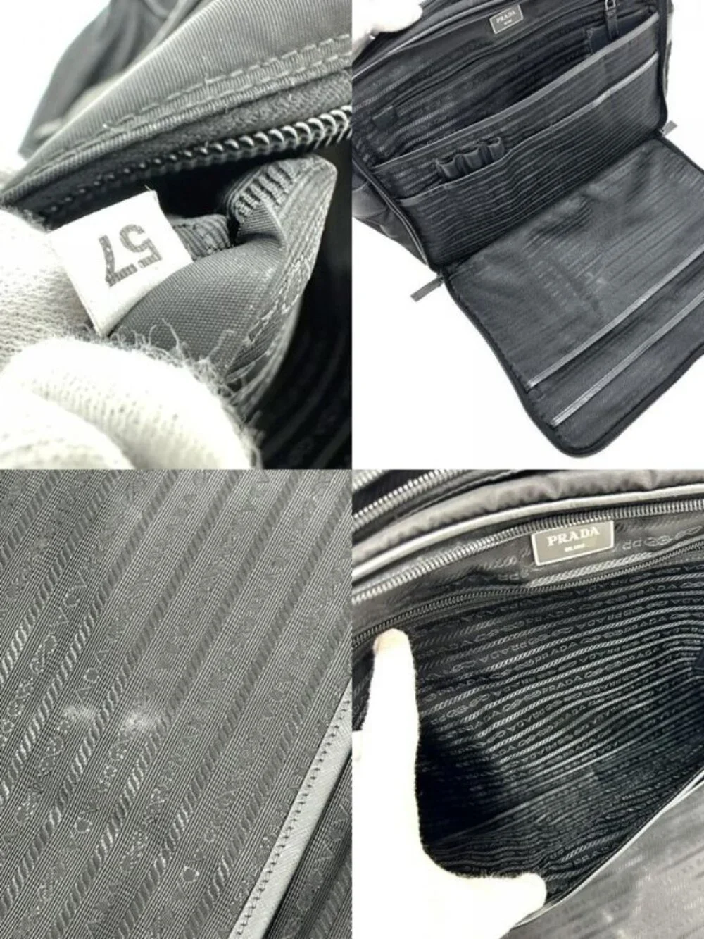 Prada Business Bag Triangle Logo Nylon Leather Black